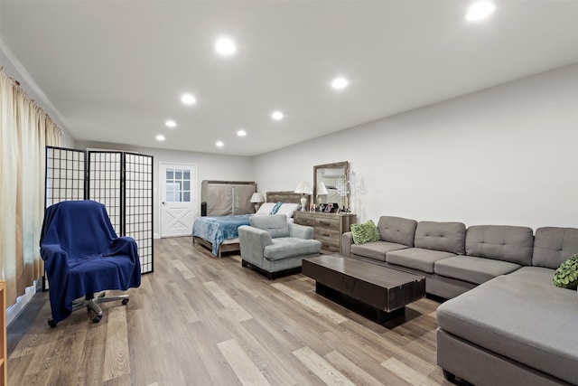 living room featuring light wood-type flooring