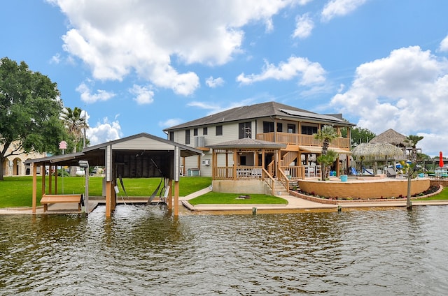 water view with a gazebo