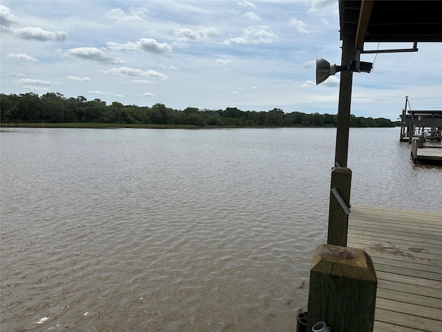 dock area featuring a water view