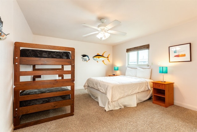 bedroom featuring carpet and ceiling fan