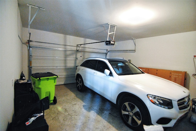 garage with a garage door opener