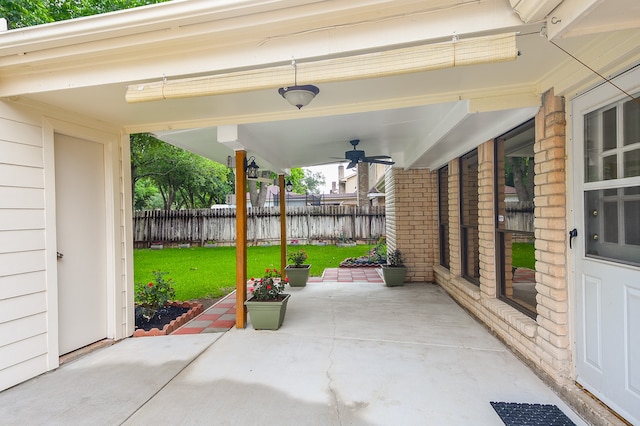 view of patio / terrace with ceiling fan