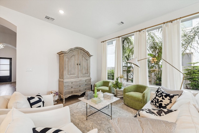 living room with wood-type flooring