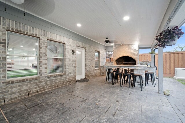 view of patio / terrace with a bar