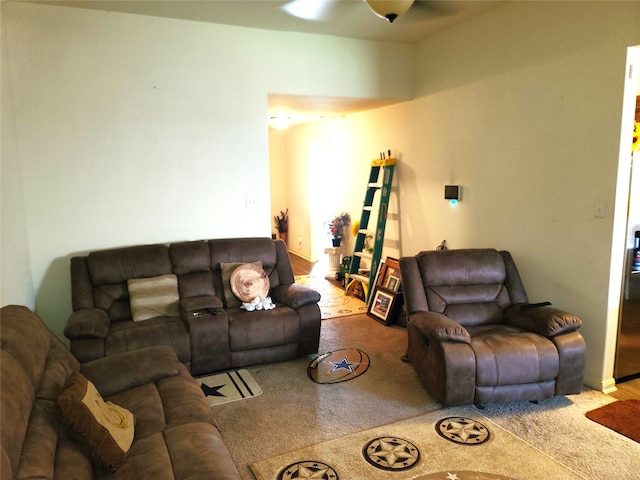 living room featuring carpet floors