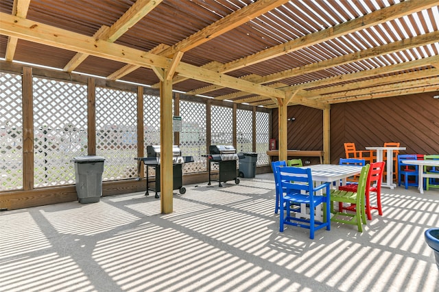 view of patio featuring a grill