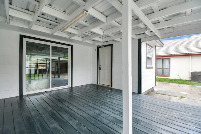 wooden terrace with central AC unit