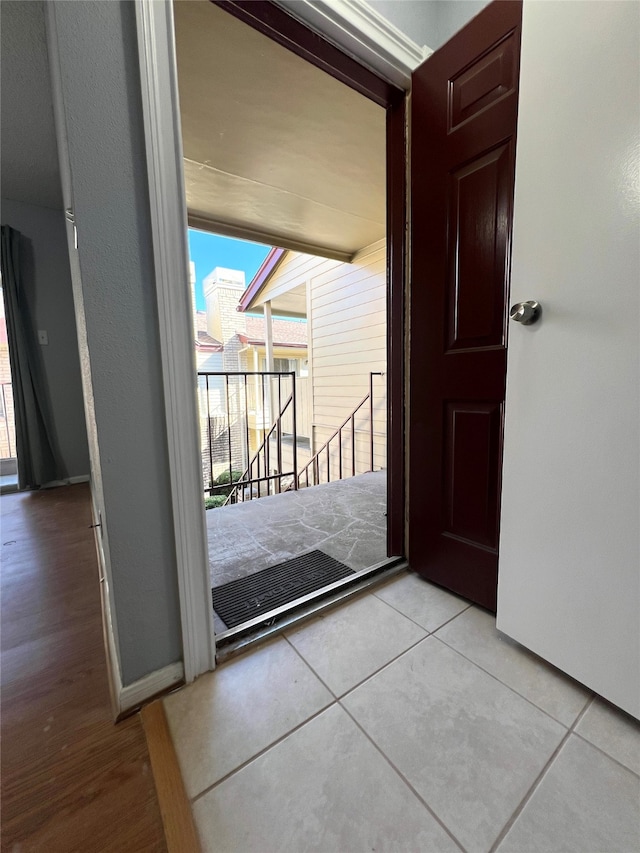 entryway with light hardwood / wood-style flooring