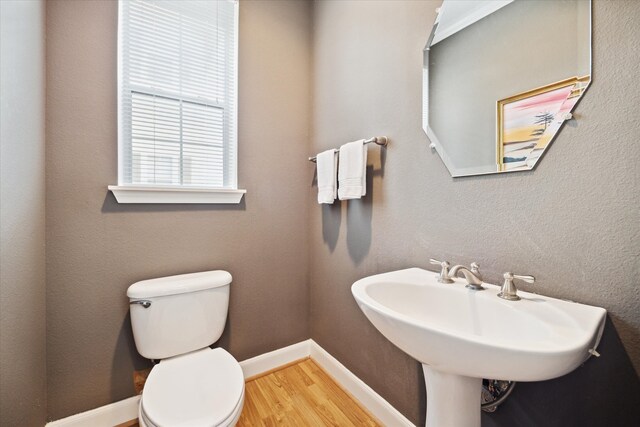 bathroom featuring wood-type flooring and toilet