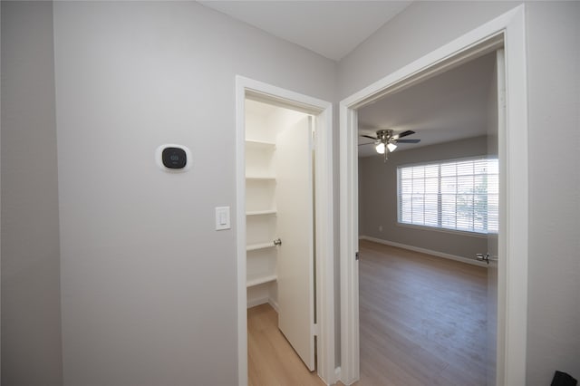 hallway featuring light wood-type flooring