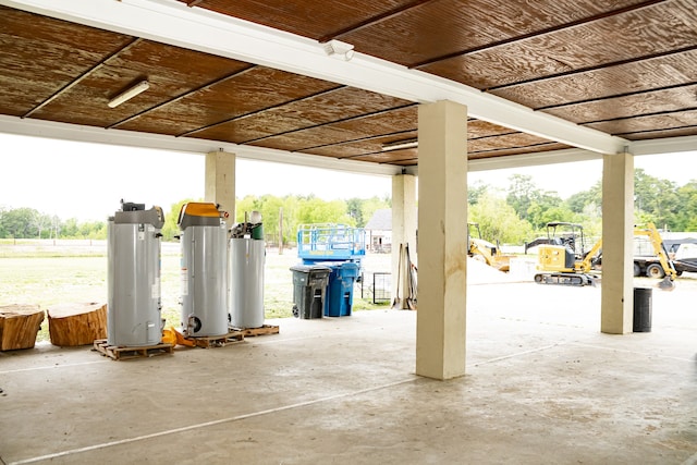 garage featuring gas water heater