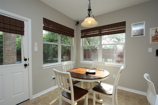 dining space featuring a wealth of natural light and tile flooring