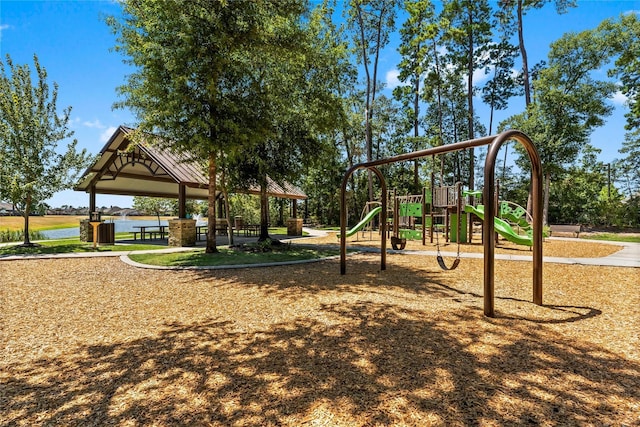 communal playground featuring a gazebo