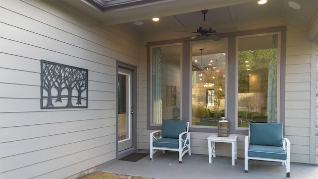 view of patio / terrace with ceiling fan