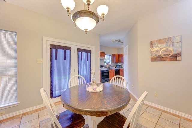 view of tiled dining room