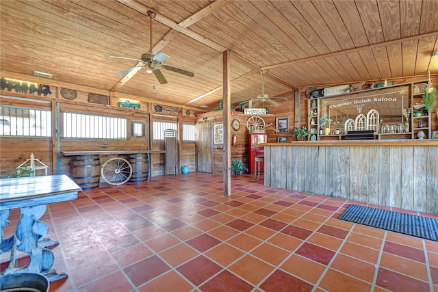 view of patio featuring ceiling fan