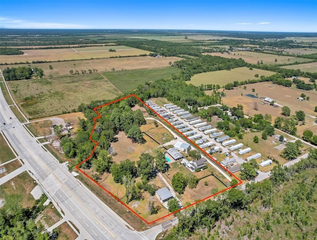 bird's eye view featuring a rural view