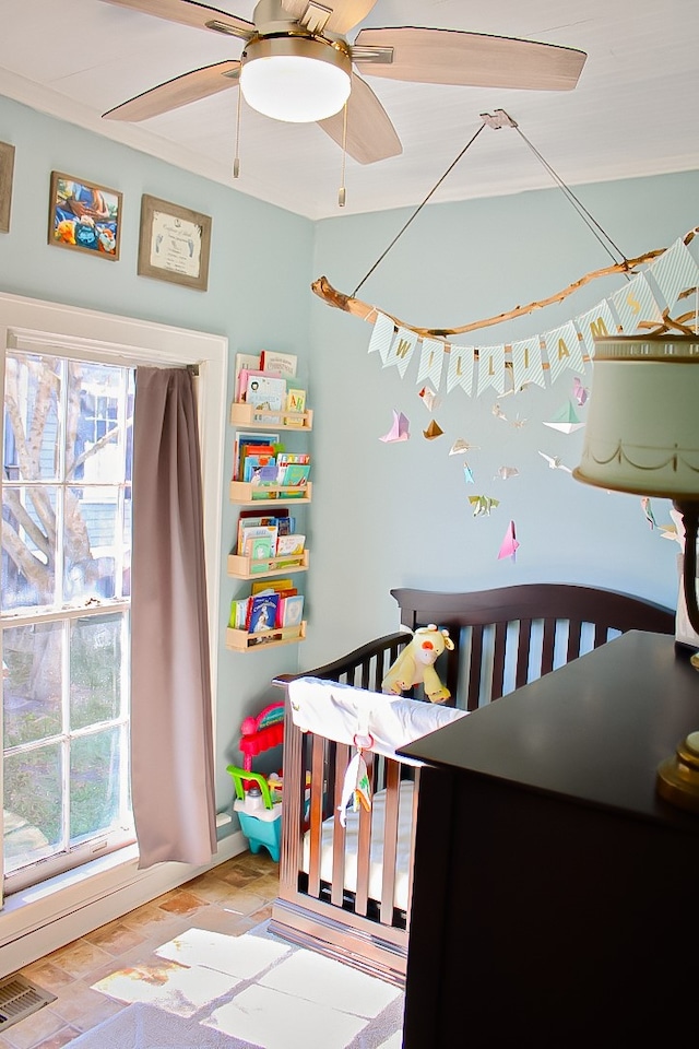 game room featuring ceiling fan