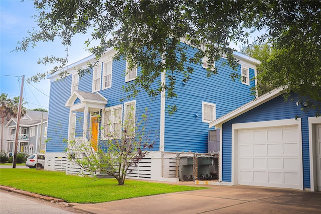 exterior space featuring a garage