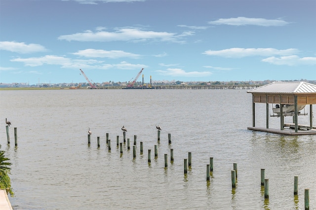 dock area featuring a water view