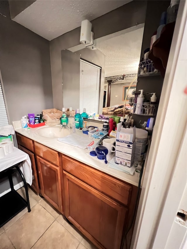 interior space featuring tile flooring and vanity