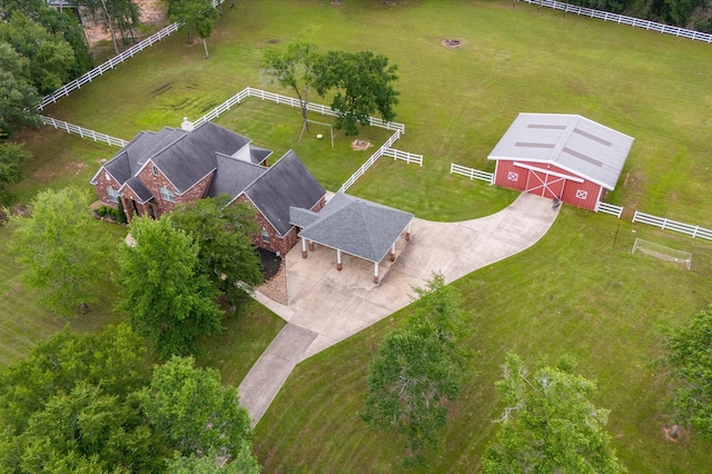 aerial view with a rural view