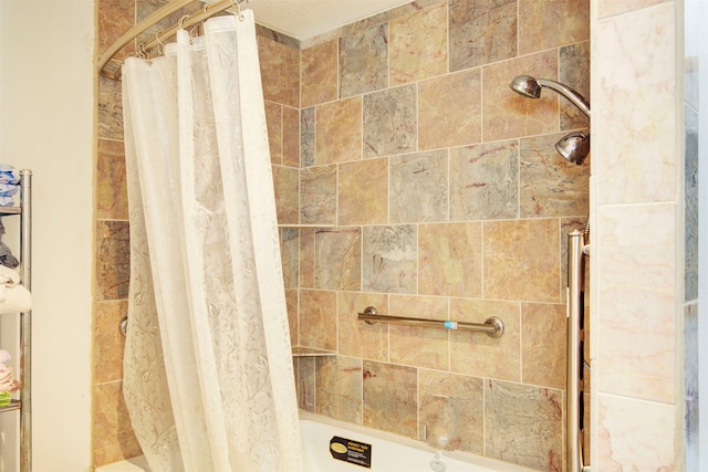 bathroom with shower / tub combo with curtain