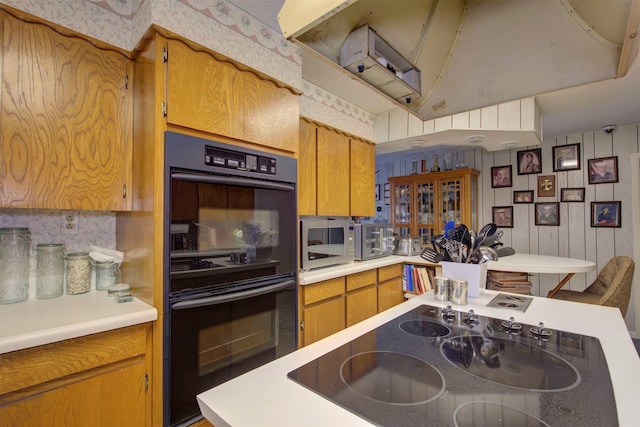 kitchen with black appliances