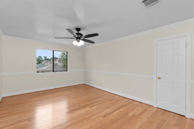 17402 Wilton Park Ct, Spring, TX 77379 - unfurnished room featuring ceiling fan, light wood-type flooring, and ornamental molding