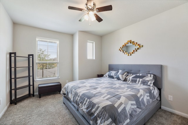 bedroom with carpet floors and ceiling fan