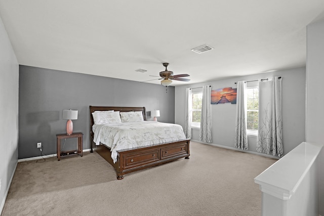 bedroom featuring carpet and ceiling fan