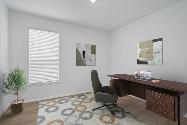 office featuring light hardwood / wood-style flooring