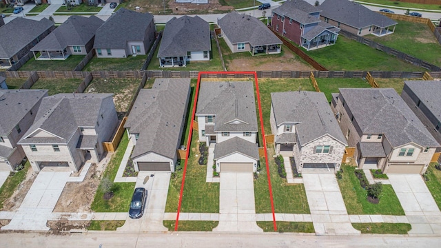 21214 Montego Bay Dr, Cypress, TX 77433 - aerial perspective of suburban area featuring property boundaries highlighted