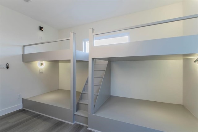 interior space with dark wood-type flooring