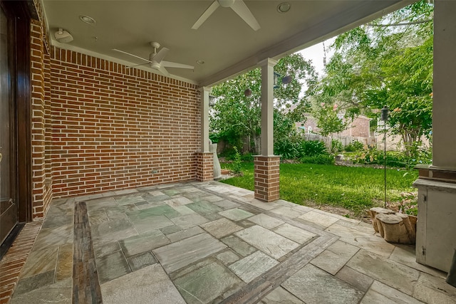 view of patio with ceiling fan