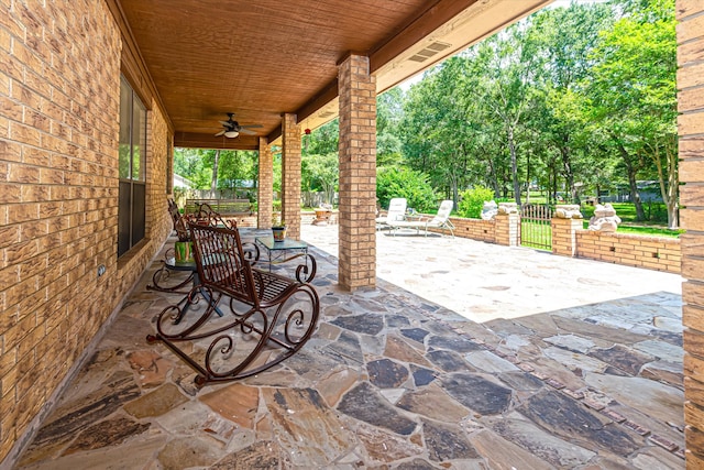 view of patio / terrace with ceiling fan