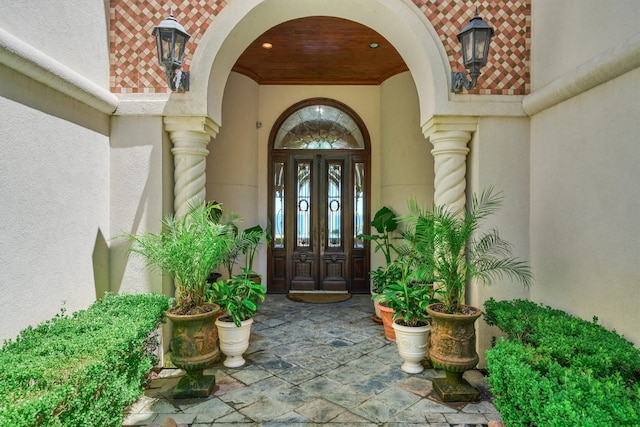 doorway to property with french doors