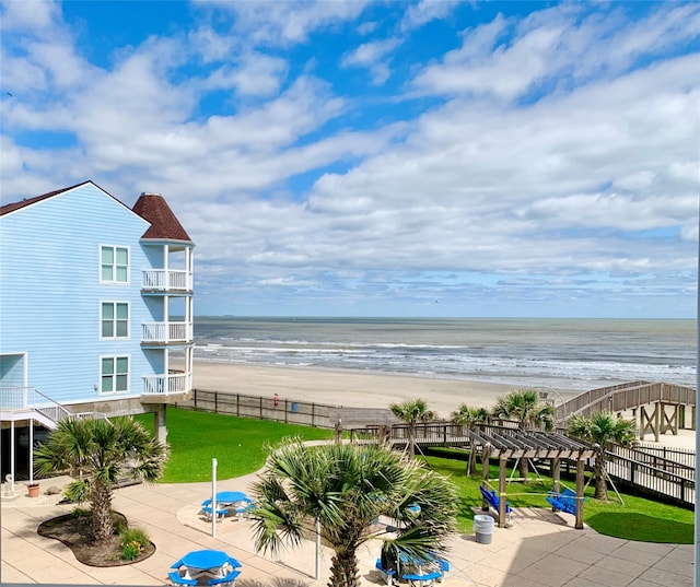 property view of water featuring a view of the beach