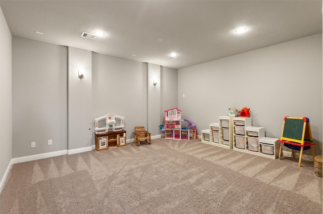 game room featuring carpet floors