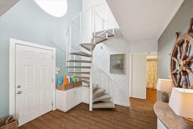 foyer featuring dark wood-type flooring