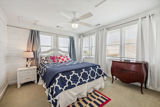 bedroom featuring carpet flooring and ceiling fan