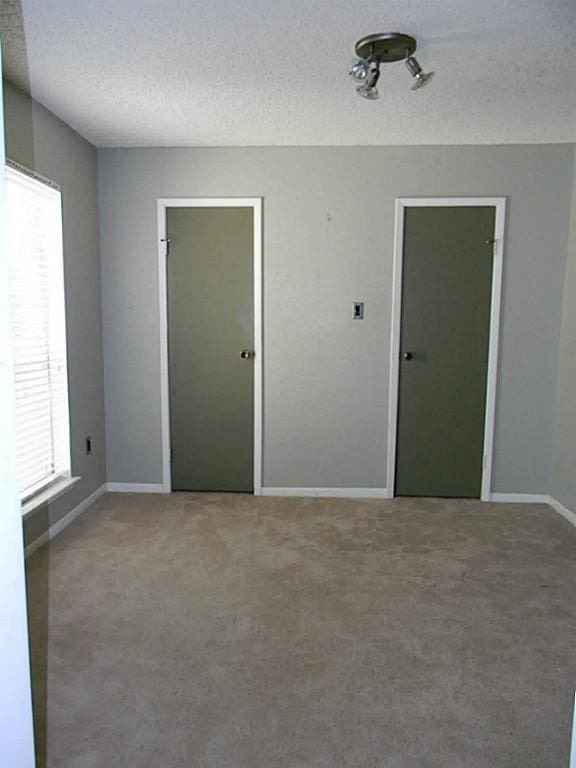 spare room with carpet and a textured ceiling