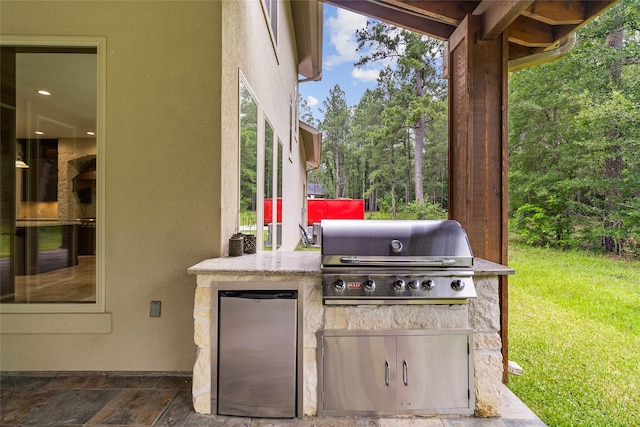 view of terrace with area for grilling