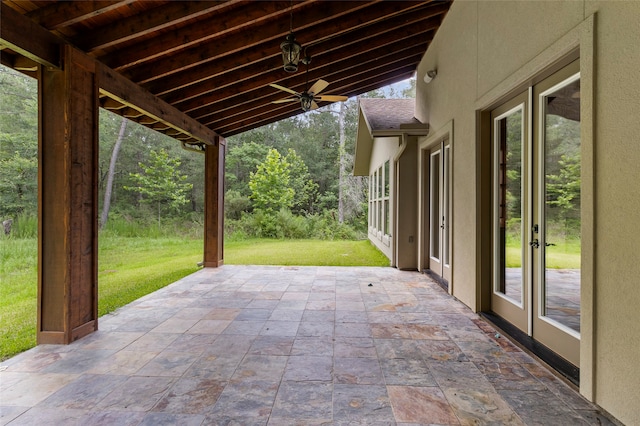 view of patio / terrace featuring ceiling fan