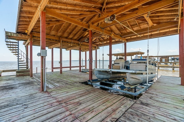 view of dock featuring a water view