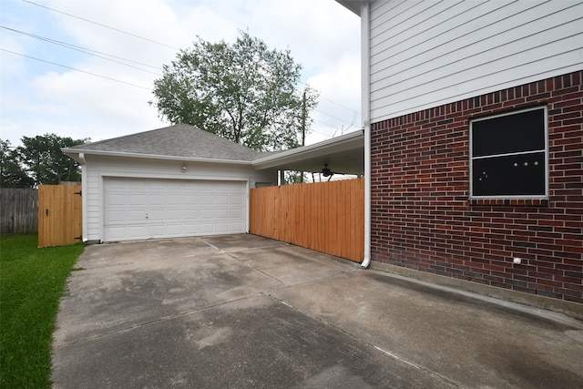 view of property exterior featuring a garage