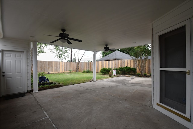 view of patio / terrace with ceiling fan