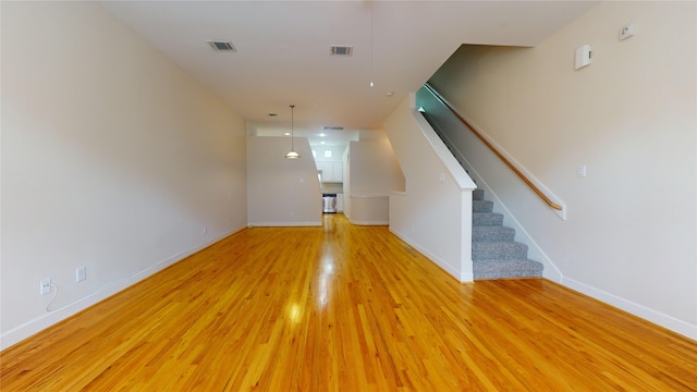 interior space with light hardwood / wood-style floors