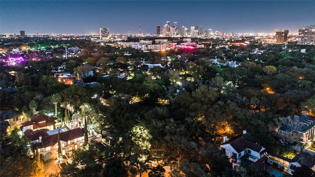 view of aerial view at dusk