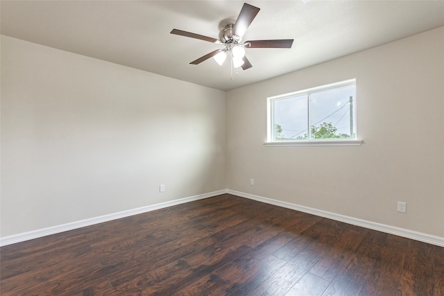 unfurnished room featuring ceiling fan and hardwood / wood-style floors